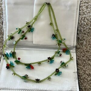 Vintage Glass Flower Bead Necklace